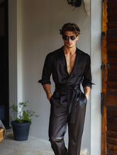 Men's casual long-sleeved jumpsuit